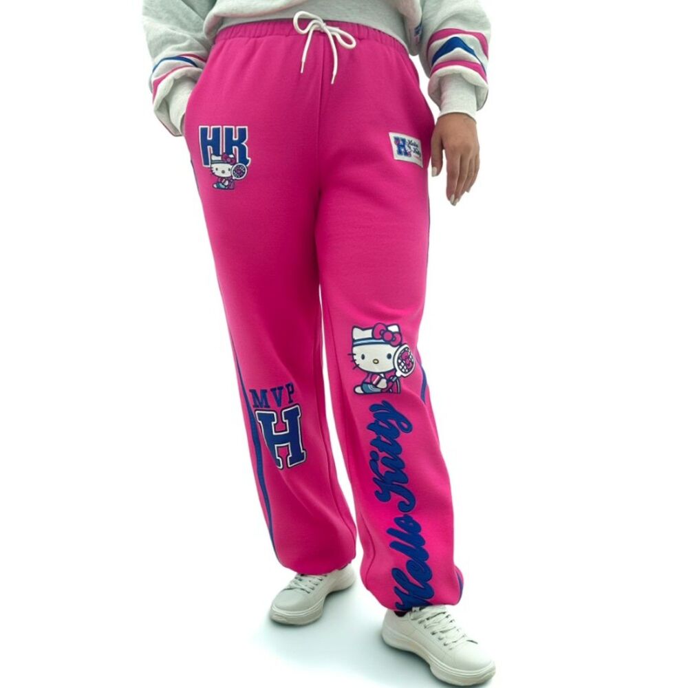 NEW Bright Pink Sz Small Elastic Waist Jogger Style HELLO KITTY Comfy Sweatpants